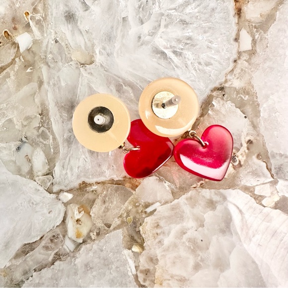 Acrylic Heart Earrings - Picture 3 of 6